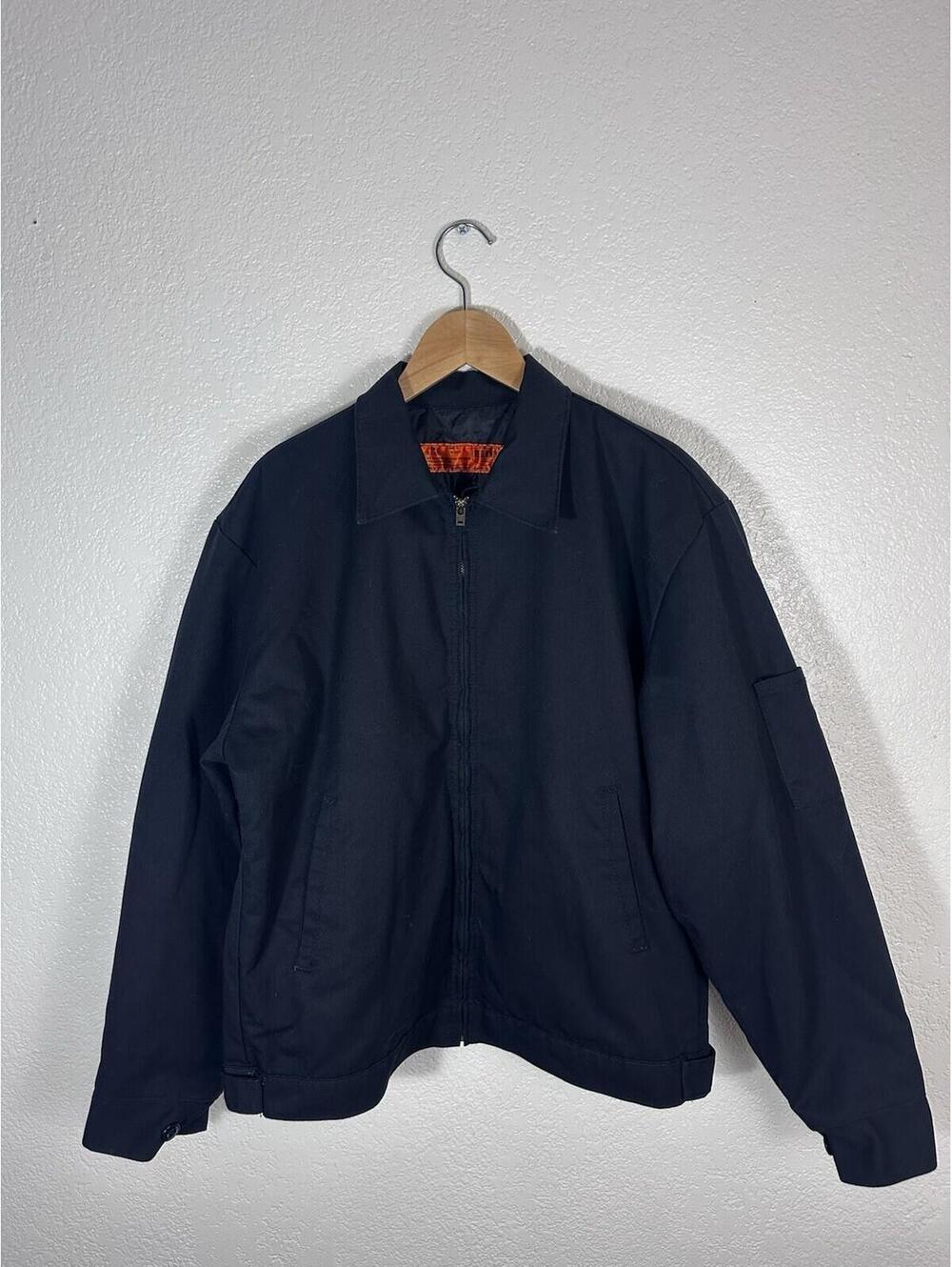 Vintage Red Kap Work Jacket Men’s Dark Navy Zip Up Quilted Lined